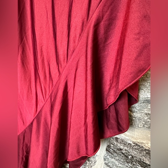NWT Windsor 2-Pieces: Red Burgundy Wine One Sleeve Crop Top & Asymmetrical Skirt - Picture 10 of 14